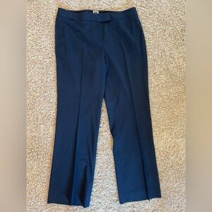Anne Klein Navy Flat Front No Pockets Straight Leg Trousers Pants 12S